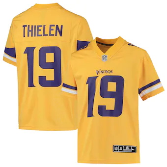 youth nike adam thielen gold minnesota vikings inverted tea